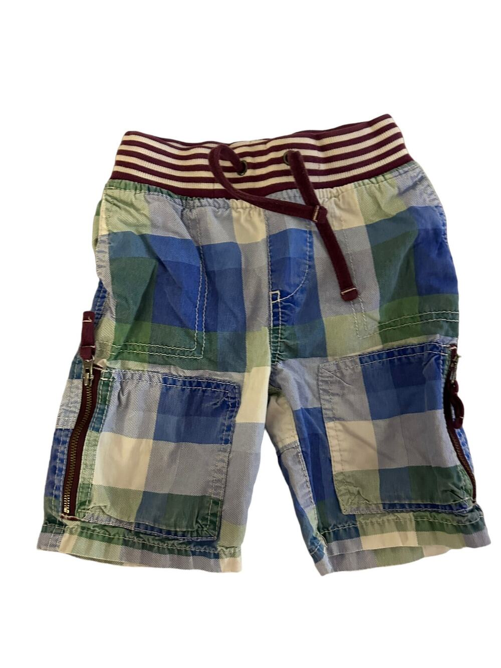 Mini Boden Blue Green Plaid Shorts size 2